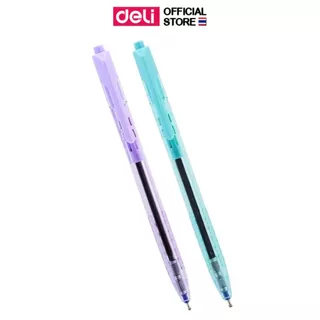 ปากกาลูกลื่น Deli ปากกาแบบกด ปากกา หมึกน้ำเงิน เส้น 0.5mm (คละสี 1 แท่ง) เครื่องเขียน อุปกรณ์การเรียน