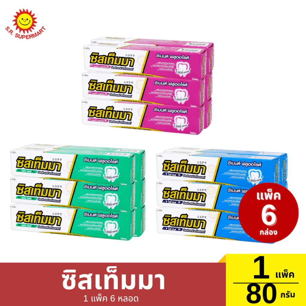 ซิสเท็มมา ยาสีฟัน กลิ่นไอซี มินต์ 1 แพ็ค (6กล่อง)/ 80 กรัม*6