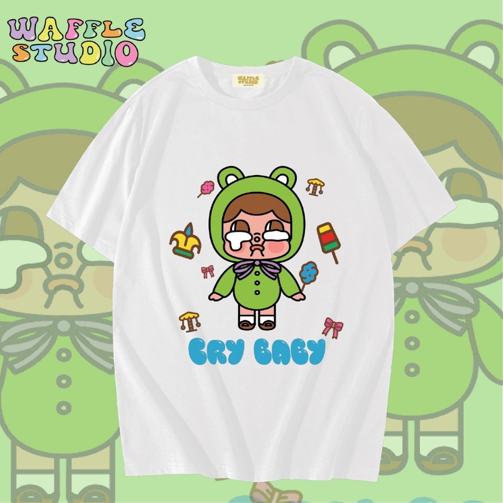 [ ส่งฟรี ] WS0837 เสื้อยืดโอเวอร์ไซส์ เสื้อยืดเกาหลี ผ้าคอตตอน 100% เสื้อยืด ครายเบบี้ Cry Baby Pop Mart WAFFLE STUDIO