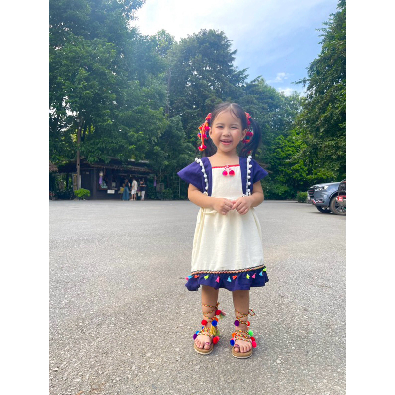 ชุดเด็ก ชุดดอย พื้นเมือง รุ่นใหม่ ผ้าฝ้ายฟอกนุ่ม สีไม่ตก ผ้านิ่มมาก พร้อมส่ง - รูปที่ 6