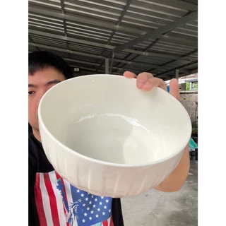 ชามเซรามิค ชามสลัด ขนาด 8x3.5 นิ้ว สีขาวนวล ถ้วยก๋วยเตี๋ยวใบใหญ่ เนื้อเพอร์ซเลน ดีไซน์สวยงาม คุณภาพเกรดส่งออก เข้าเวฟได้