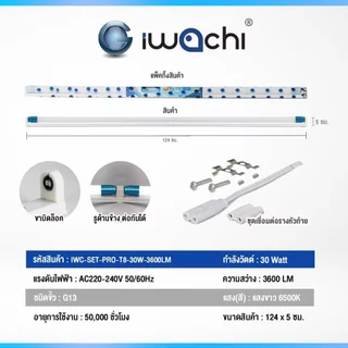 IWACH ชุดหลอดไฟ LED พร้อมราง 15W/30W โคม LED ไฟห้องนอน ออฟฟิต โรงรถ โคมสำเร็จรูป หลอดนีออน T8 (1ชุด)
