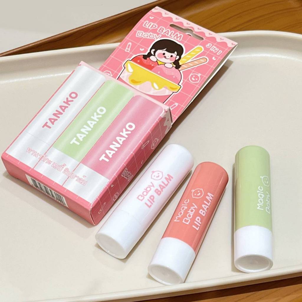 TANAKO 3IN1 Baby Magic Lip Balm เซตลิปบาล์มบำรุงริมฝีปาก เนียนนุ่ม อมชมพูเป็นธรรมชาติ