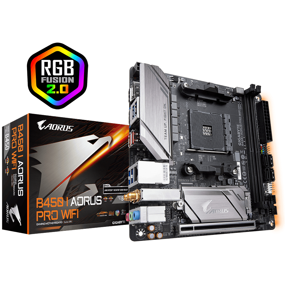 MAINBOARD (เมนบอร์ด) AM4 GIGABYTE B450-I AORUS PRO WIFI [Mini-ITX] พร้อมส่ง