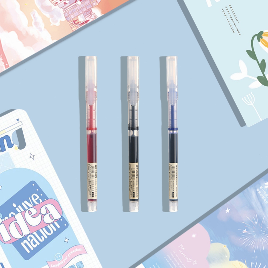 CAWL ปากกาเจล 0.5 มม. สีดำ สีแดง และสีน้ำเงิน หมึกแห้งเร็วความจุสูง เหมาะสำหรับนักศึกษาและสำนักงาน