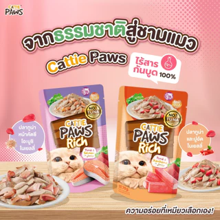 [ยกโหล] Cattie Paws Rich แคทตี้ พาวส์ ริช อาหารเปียกแมว แมวโต ไม่เติมเกลือ ไม่เค็ม ขนาด 70 กรัม ยกกล่อง จำนวน 12 ซอง