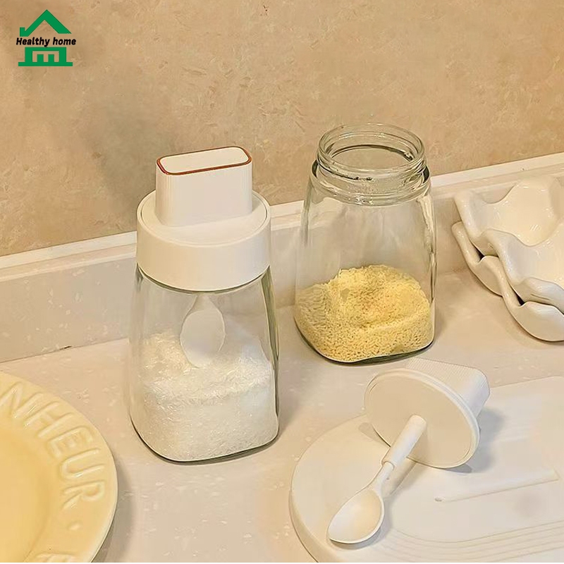 Healthy home ขวดใส่เครื่องปรุง กระปุกใส่เครื่องปรุง ฝาปิด ใช้งานง่าย สะดวก ช้อนและฝา