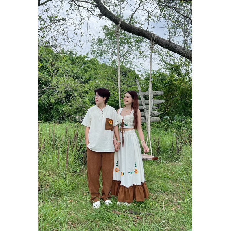 ชุดเซตผูกเชือกหน้าอก กระโปรง ชุดคู่