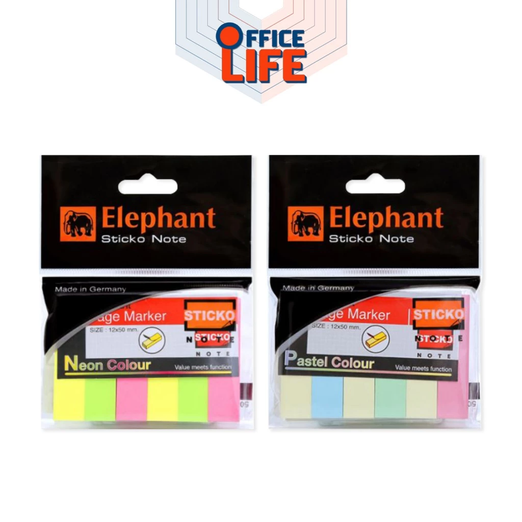 Elephant กระดาษโน๊ต กระดาษโน๊ตกาวในตัว อินเด็กซ์นีออน 12x50 มม. 80 แผ่น จำนวน 1 ชิ้น