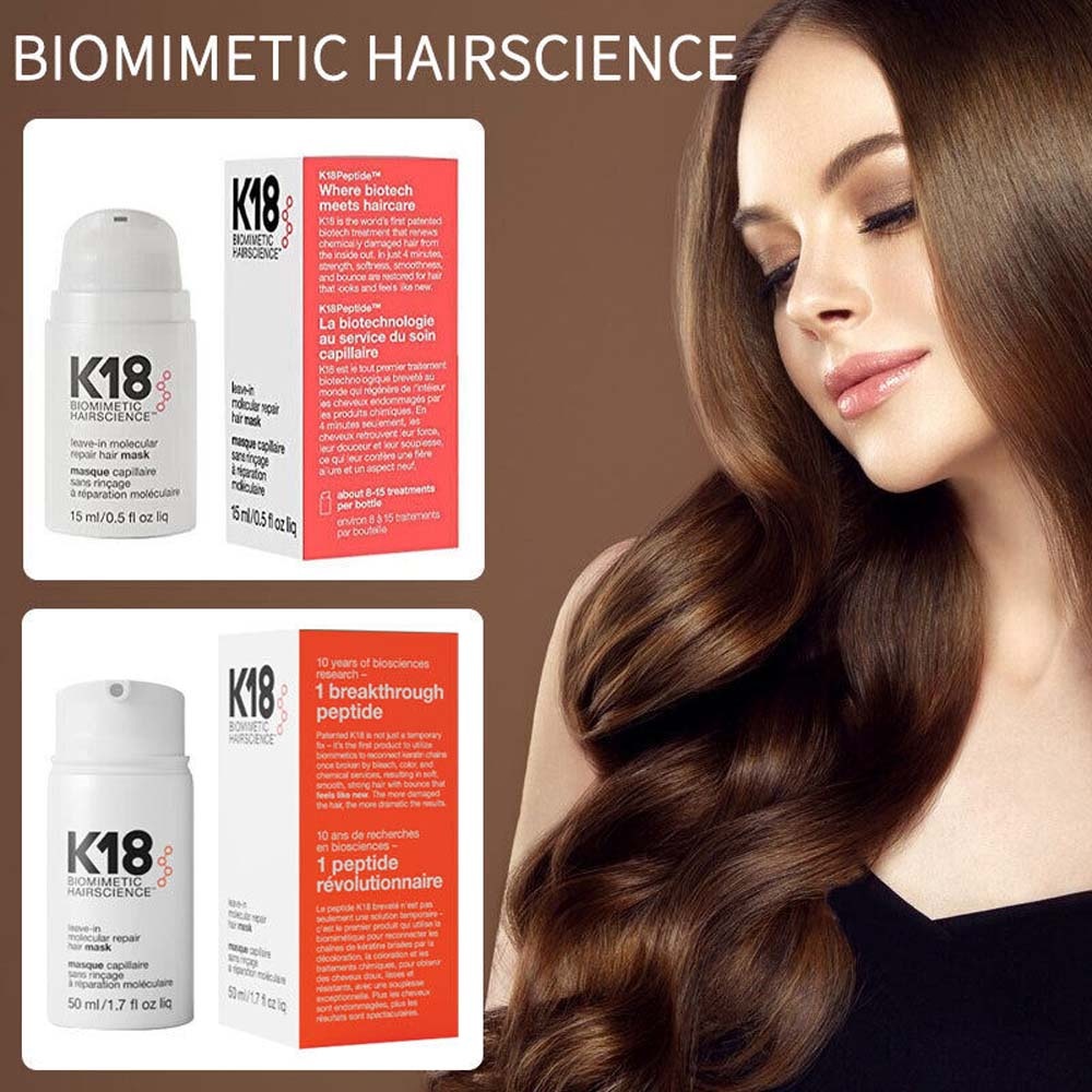【 ของแท้】K18 Leave-In Molecular Repair Hair Mask 50ML บำรุงผมเสีย มาส์กทรีทเม้นต์แบบไม่ต้องล้างออก...