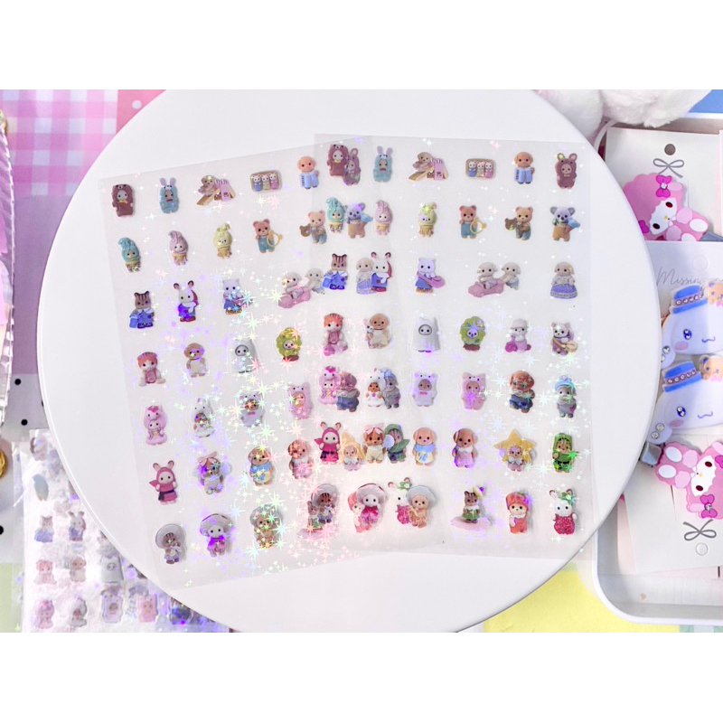 ♡ สติ๊กเกอร์ Sylvanian เคลือบกลิตเตอร์ sparkle ♡ (set1)