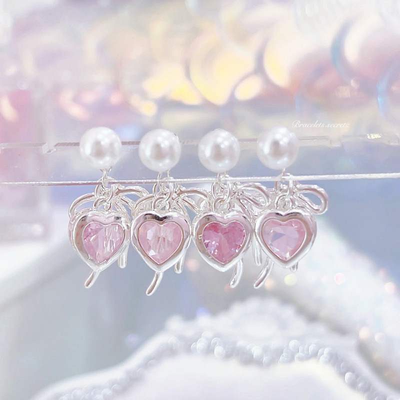 ลด80฿ New ~ Ribbon โค้ดหน้าร้าน ต่างหูชุบเงินแท้92.5% น่ารัก โบว์ชมพู มุก หัวใจ ต่างหูมุก ต่างหูโบว์