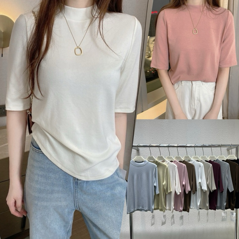 PTclosets เสื้อยืดคอปีน แขนศอก ผ้านุ่มยืด ใส่สบายมาก ต้องมีติดตู้เลยรุ่นนี้ #WN01