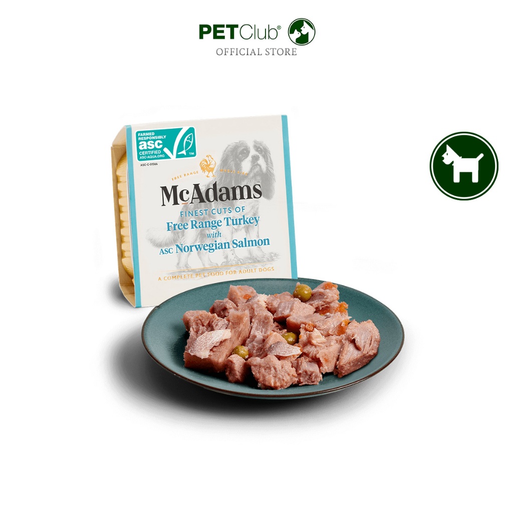 [PETClub] McAdams Wet Dog Turkey with Norwegian Salmon - อาหารสุนัขเปียก สูตรไก่งวงกับแซลมอน 150g.