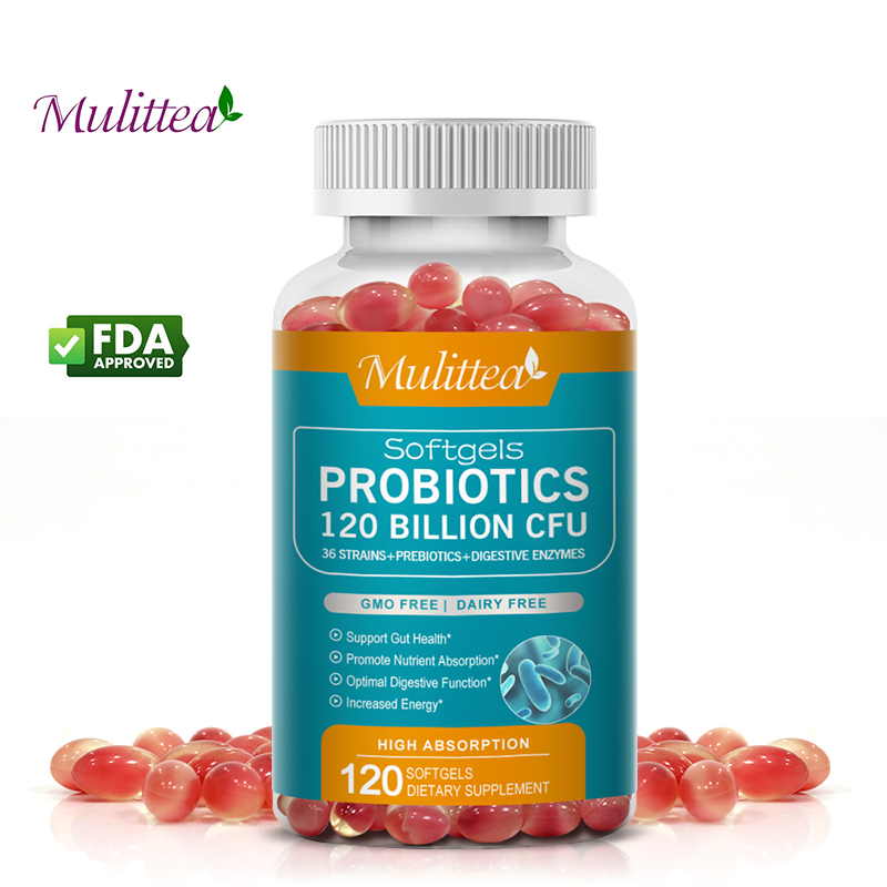 Mulittea probiotic แคปซูลโปรไบโอติก 120 พันล้าน CFUs บำรุงระบบย่อยอาหารและภูมิคุ้มกัน แก้ท้องอืด ท้องผูก 120 เม็ด
