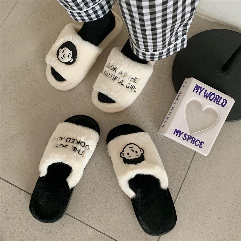 ส่งไวจากไทย! สลิปเปอร์ รองเท้าขนนุ่มใส่ในบ้าน รองเท้าหน้ายิ้ม ลายน่ารัก