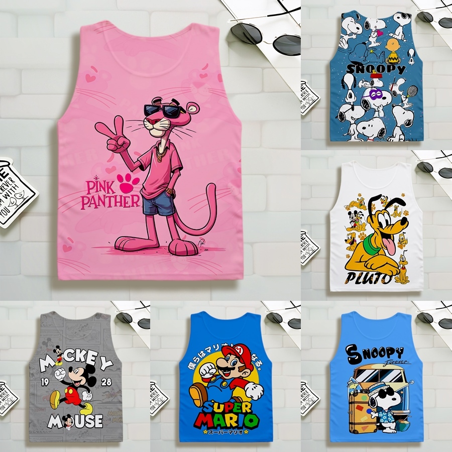 เสื้อกล้ามเด็กผู้ชาย เสื้อเด็ก ชุดเด็ก ลายการ์ตูน น่ารัก ใส่สบาย ไม่ร้อน ตั้งแต่ 6 เดือน - 8 ขวบ