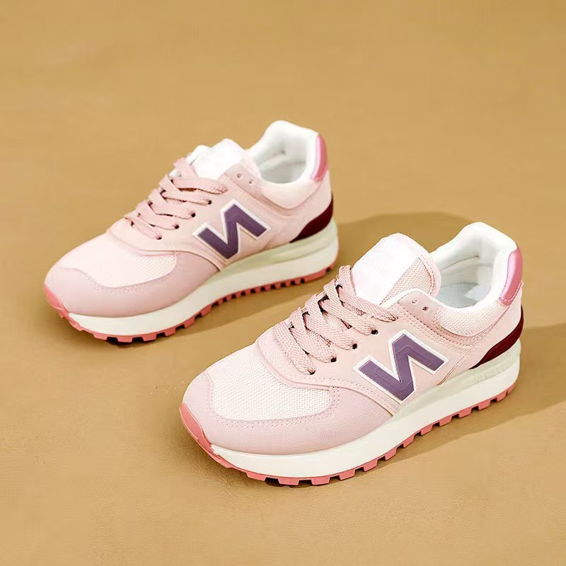 MBL574 รองเท้าผ้าใบระบายอากาศรองเท้าลำลองสีรองเท้าผู้หญิงหนาเพิ่มความสูง