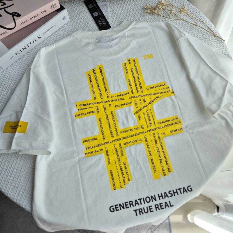 พร้อมส่ง BEENTRILL Taping Hashtag Overfit Short Sleeve T-Shirt