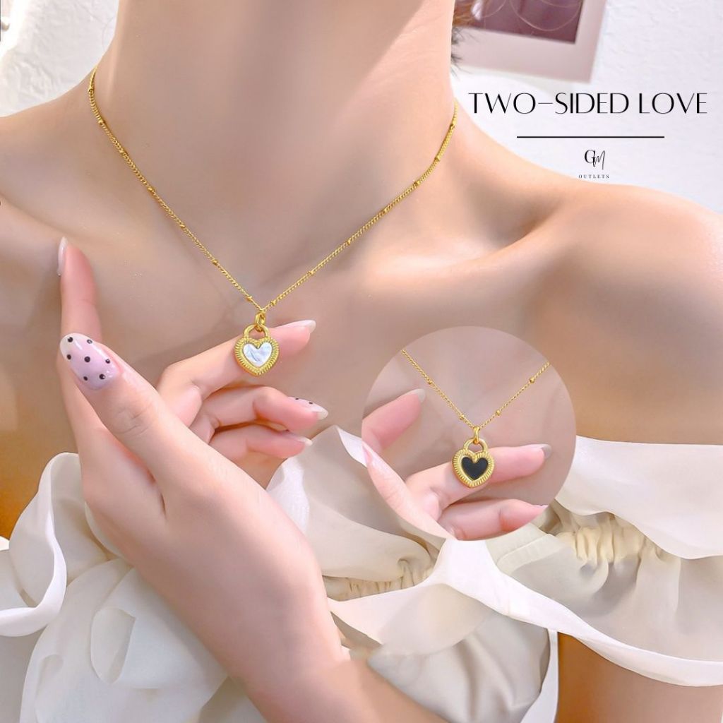 OUTLETS ล้างสต็อกจากโรงงานตรง Two-sided love Necklaces สร้อยทอง ใส่ได้ทั้งสองด้าน สร้อยคอแฟ