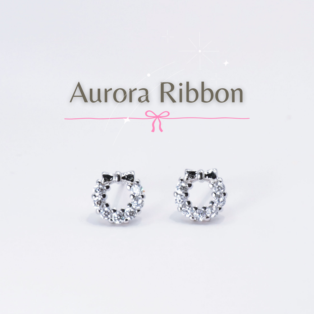 nnjew ต่างหู รุ่น Aurora Ribbon ต่างหูแฟชั่น ผู้หญิง Model โบว์