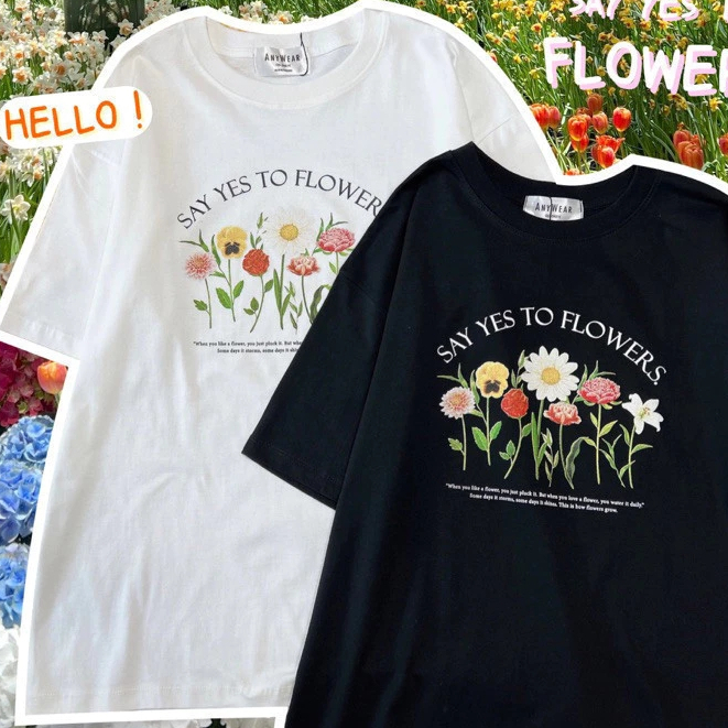 Top.street ❗️เสื้อยืด oversize ผ้าCotton 100% สกรีนลาย Flower🌻 แขนสั้น โคตรนุ่ม ใส่สบาย เสื้อผ้าผู้หญิง COD