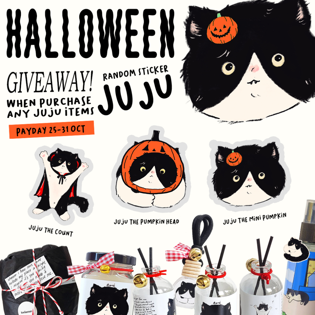 TORIAROMA | ฟรี! Sticker น้อง JUJU แมวดุ 🎃🐈‍⬛ ออกอาละวาดแล้ว รับฟรีเมื่อซื้อ JUJU CAT คอลเลคชั่น Hal