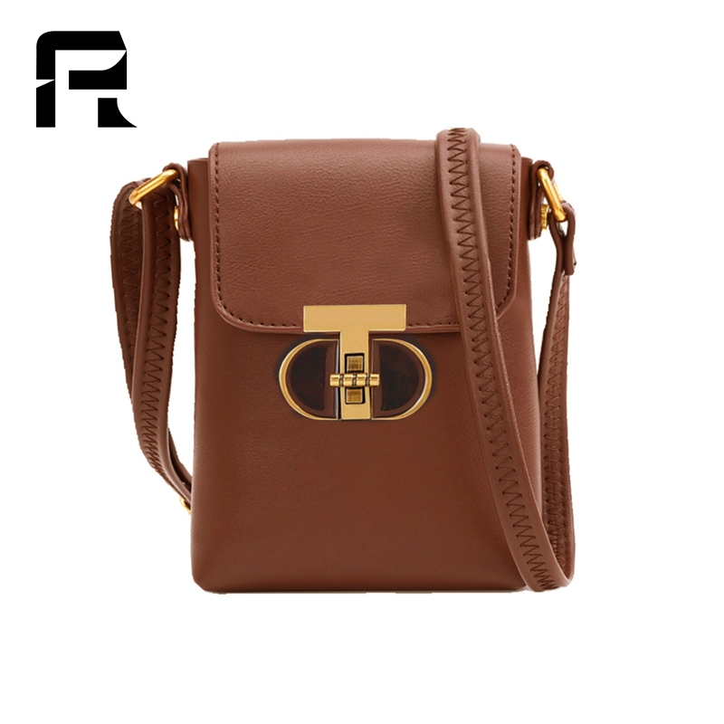 RELL ผู้หญิงกระเป๋ามินิกระเป๋าCrossbodyกระเป๋าหนังคุณภาพสูงกระเป๋าสตรีใหม่สีน้ำตาลสีดำสีขาวกระเป๋าสตรี2024