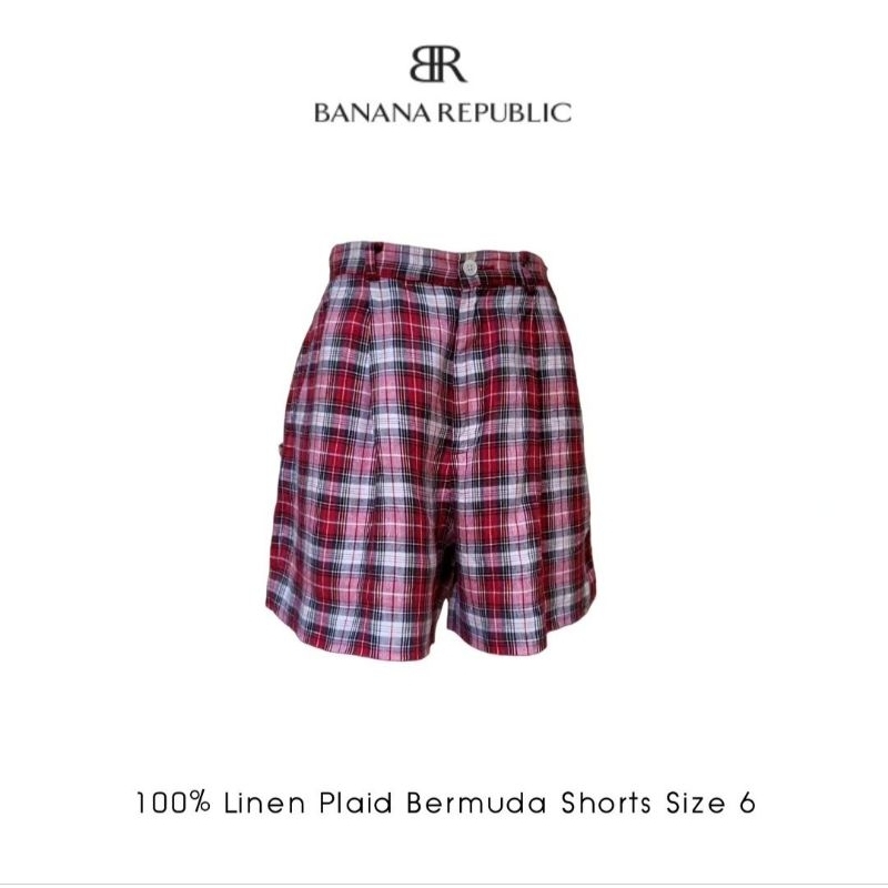 กางเกงขาสั้นลายสก็อต Banana Republic