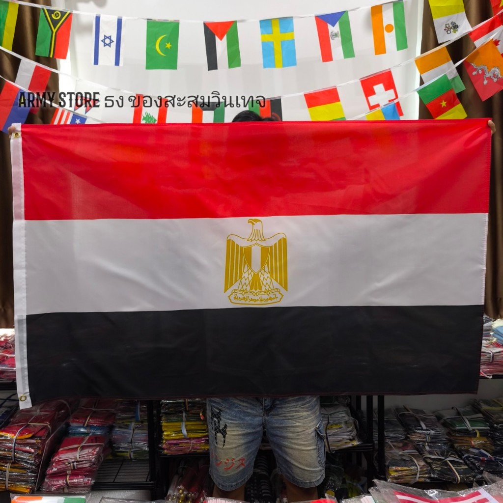 <ส่งฟรี!!> ธงชาติ อียิปต์ Egypt Flag 4 Size พร้อมส่งร้านคนไทย ออกบิลเงินสดได้