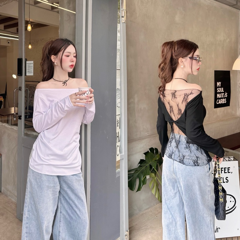 New Top เสื้อปาดไหล่แขนยาว