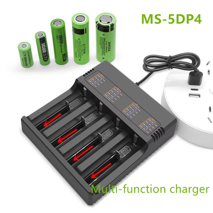 เครื่องชาร์จถ่าน รางชาร์จ 3.7/ 4.2v ช่อง ชาร์จไว ตัดไฟเอง รองรับถ่าน AA / AAA 18650 26650 10440 14500 16340 21700 18490