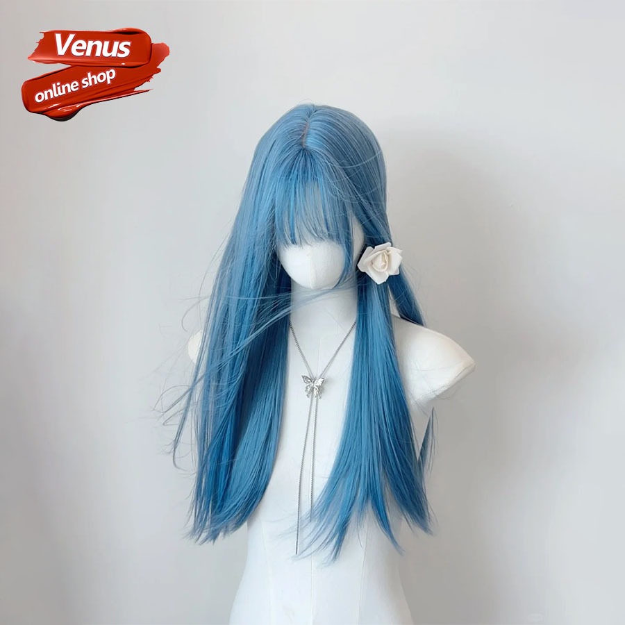 Venus หญิง Blue long wig วิกผมหญิง JK วิกผมยาว วิก วิกผมลูกไม้ด้านหน้า วิกโลลิต้า