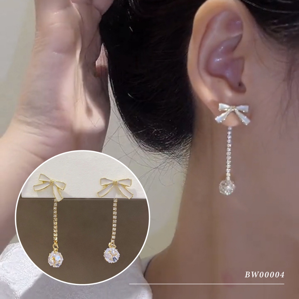 ส่งฟรี Sweetssparkles ต่างหูเกาหลี ใส่ได้ 2 แบบ ต่างหู ตุ้มหู ก้านเงิน𝑆𝑖𝑙𝑣𝑒𝑟 92.5%  ต่างหูแฟชั่น โบว์ BW00004