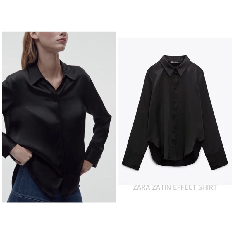 ZARA เสื้อเชิ้ตซาติน คอปก ZATIN EFFECT SHIRT
