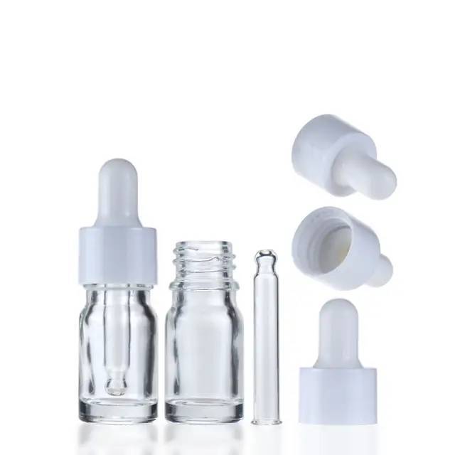 [Coss Pkg.] *แพ็ค100ชุด ขวดแก้วดรอปเปอร์(รหัสYB18-PURE) packagingขวดแก้วสีใสขนาดบรรจุ 5ml 10ml 15ml 20ml 30ml 50ml 100ml