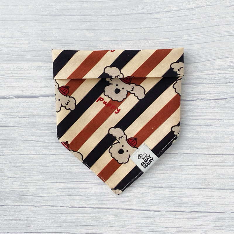 Puppy Stripe: ผ้าพันคอหมาแมว ผ้าพันคอสัตว์เลี้ยง ผ้านำเข้า