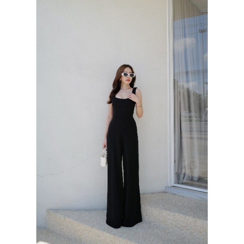 hilook จั้มยาวคอเหลี่ยมกล้าม เว้าหลัง ผ้าร่องยืด ช่วงเสื้อ2ชั้น