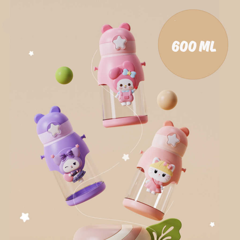 กระติกน้ำเด็ก กระติกน้ำ กระบอกน้ำ ลายการ์ตูน ขนาด 600ml มีฝาปิดพร้อมหลอด น้ำหนักเบาและพกพาสะดวก – โปรปัง