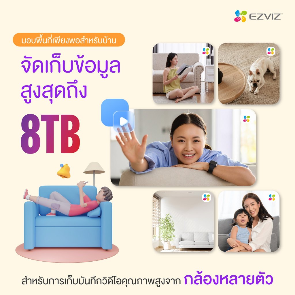 EZVIZ X5S (NVR 8 ช่อง)  NVR กล่องบันทึกวิดีโอ รองรับอุปกรณ์ Ezviz ได้ถึง 8 ตัว รับประกัน 2ปี