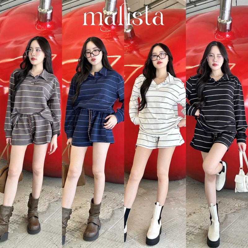 ขายดีมากกก Set Stripe Malista (550฿) รุ่นใหม่ มาเพิ่มแล้วค้าา งานตึกเกาหลี แพทเทิร์นสวยม๊ากกก ผ้าลายริ้ว ลายทาง