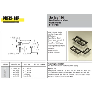 Preci-Dip/ULTIMAX IC Socket ซ็อกเก็ตไอซี DIP ขากลม 2.54มม ชุปทอง คุณภาพสูง 6P 8P 14P 16P 18P 20P 24P 28P 40P