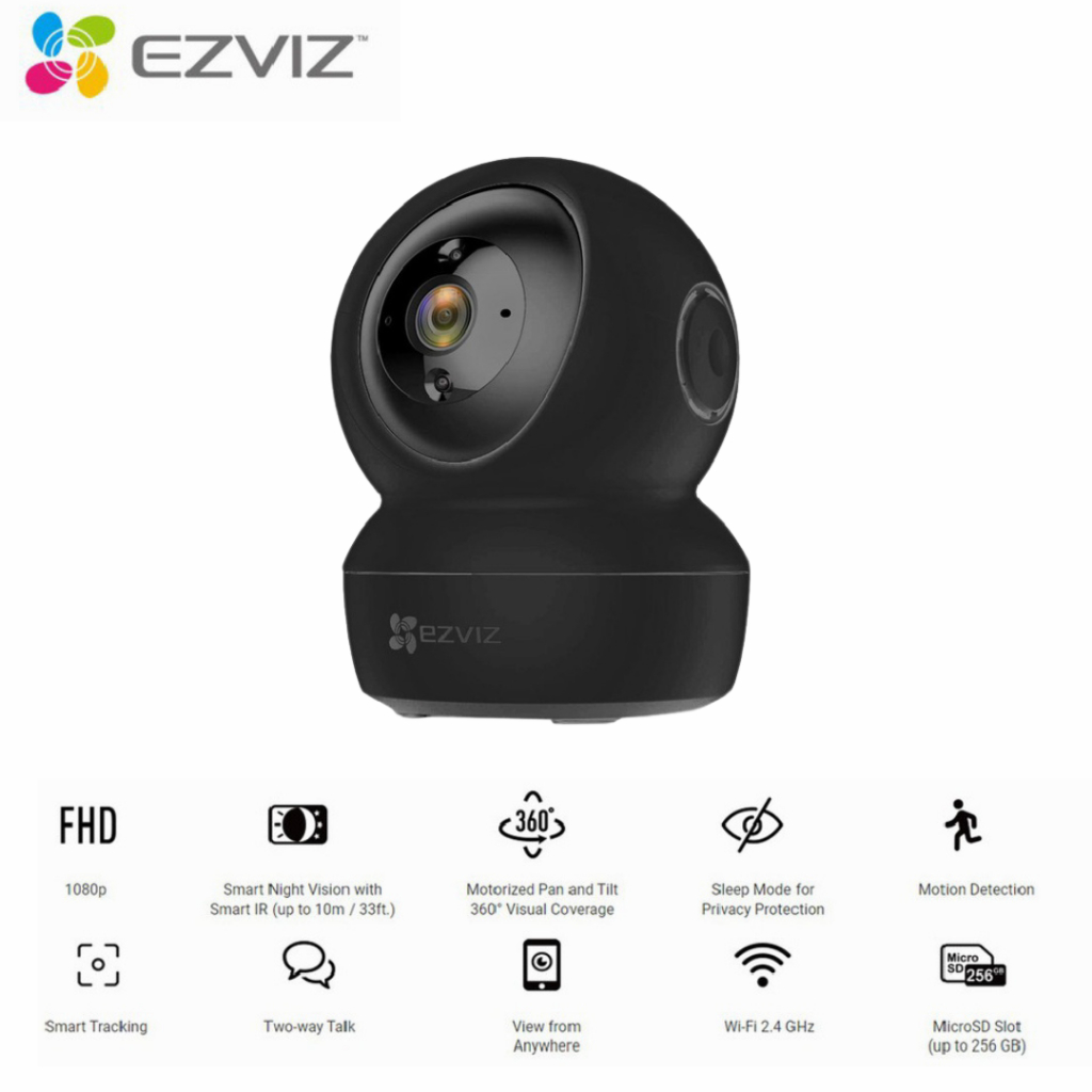 Ezviz กล้องวงจรปิดไร้สาย รุ่น C6N 1080P Smart Wi-Fi PT Camera พร้อม SD64Gb สีดำ