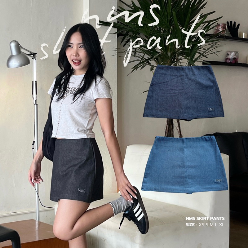 ꕤ nms skirt pants กระโปรงกางเกงยีนส์ nms199(พร้อมส่ง)