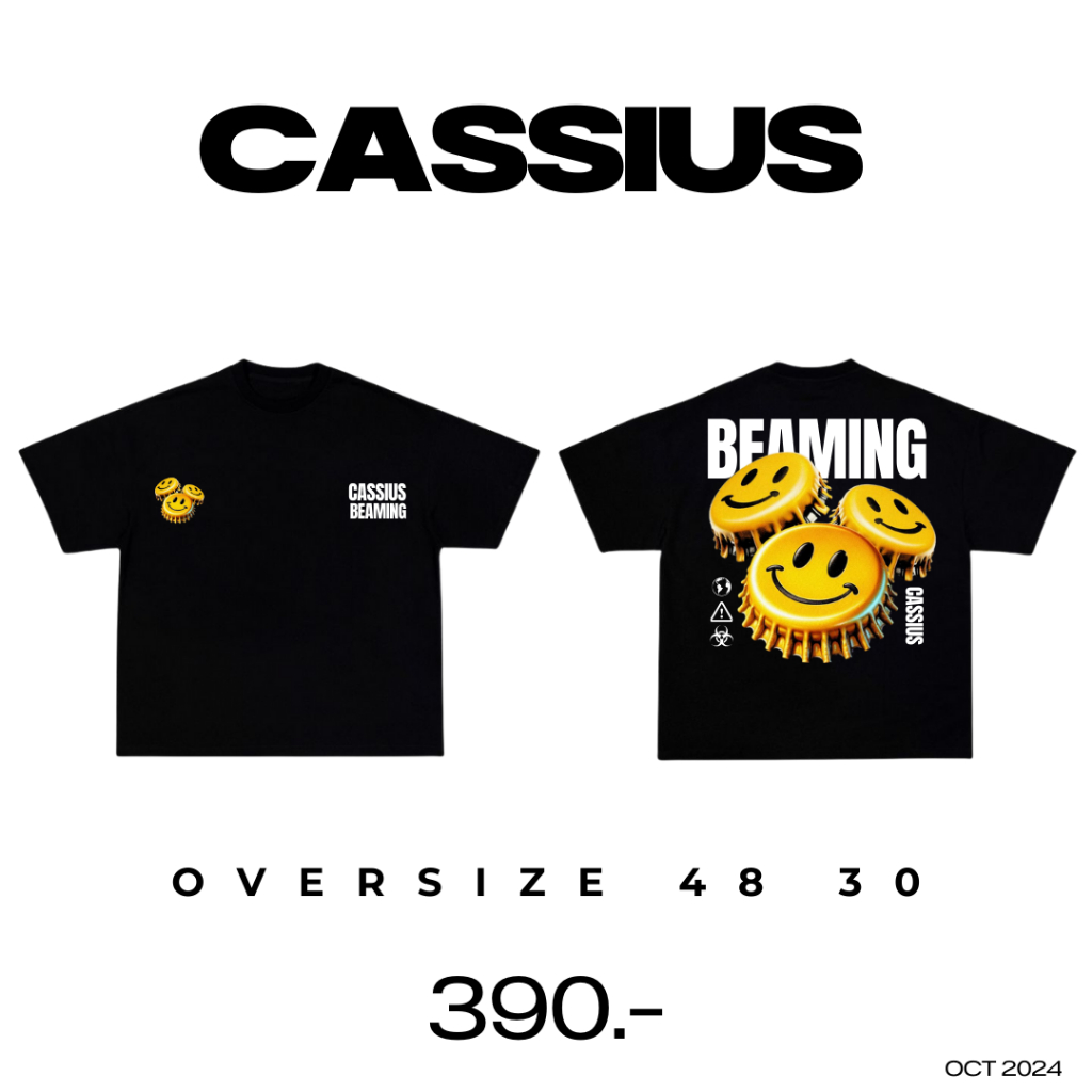 CASSIUS PREMIUM COTTON OVERSIZE เสื้อยืดสกรีนลาย พรีเมี่ยม CASSIUS BEAMING ฝาสีเหลือง