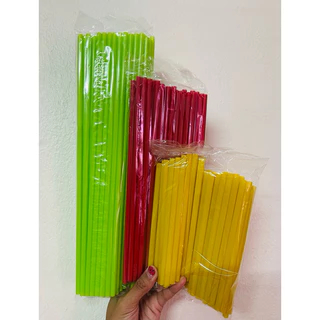 หลอดดูดน้ำ พลาสติก สีเรียบ ไม่มีลาย แบบ 14/24/33 cm หลอดน้ำ 1ห่อ/ ขนาด 30 กรัม คละสี