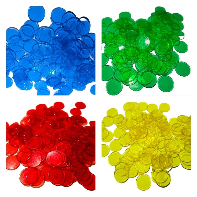 เหรียญชิปบิงโก ขนาด 15 mm. หนา 1 mm. จำนวน 1 ชุด 100 ชิ้น สำหรับครอบครัวและเพื่อนๆ