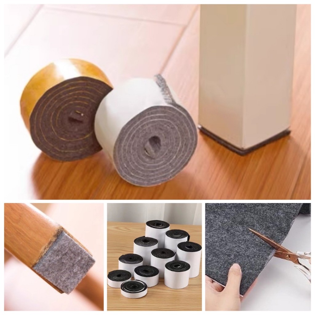 🌈 เทป สักหลาด ผ้าสักหลาด แบบม้วน กาวในตัว เก็บเสียง ซับน้ำ ลดแรงกระแทรก รองขาเก้าอี้ โต๊ะ โซฟา รุ่นอัพเกรด ติดกว่าปกติ 🌈