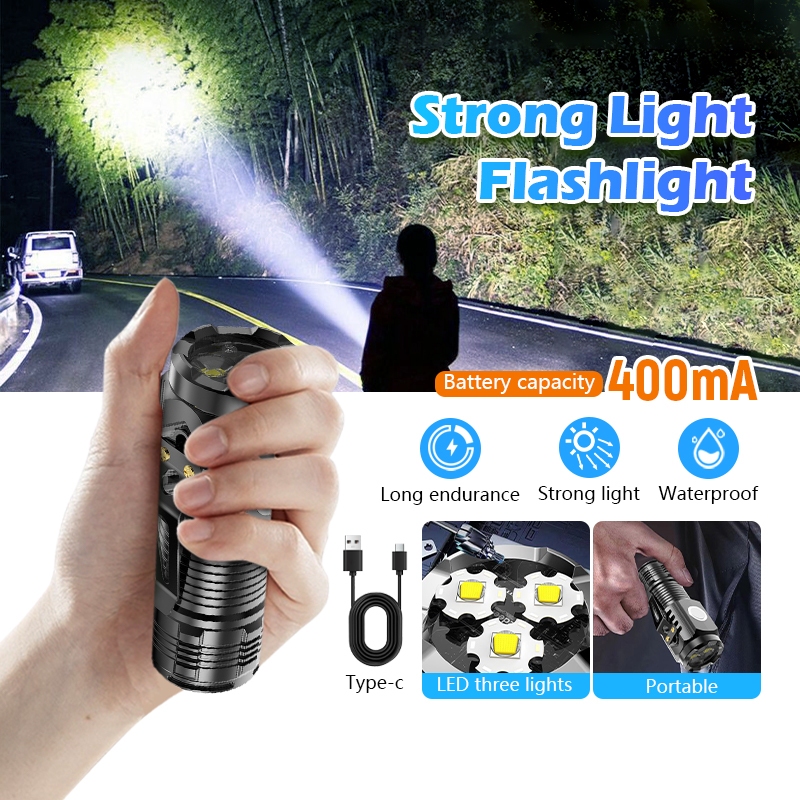 ไฟฉายแรงสูง ไฟฉายพกพา LED ไฟฉายอเนกประสงค์ ขนาดเล็ก สว่างมาก ชาร์จไฟได้ ไฟฉายกันน้ำ