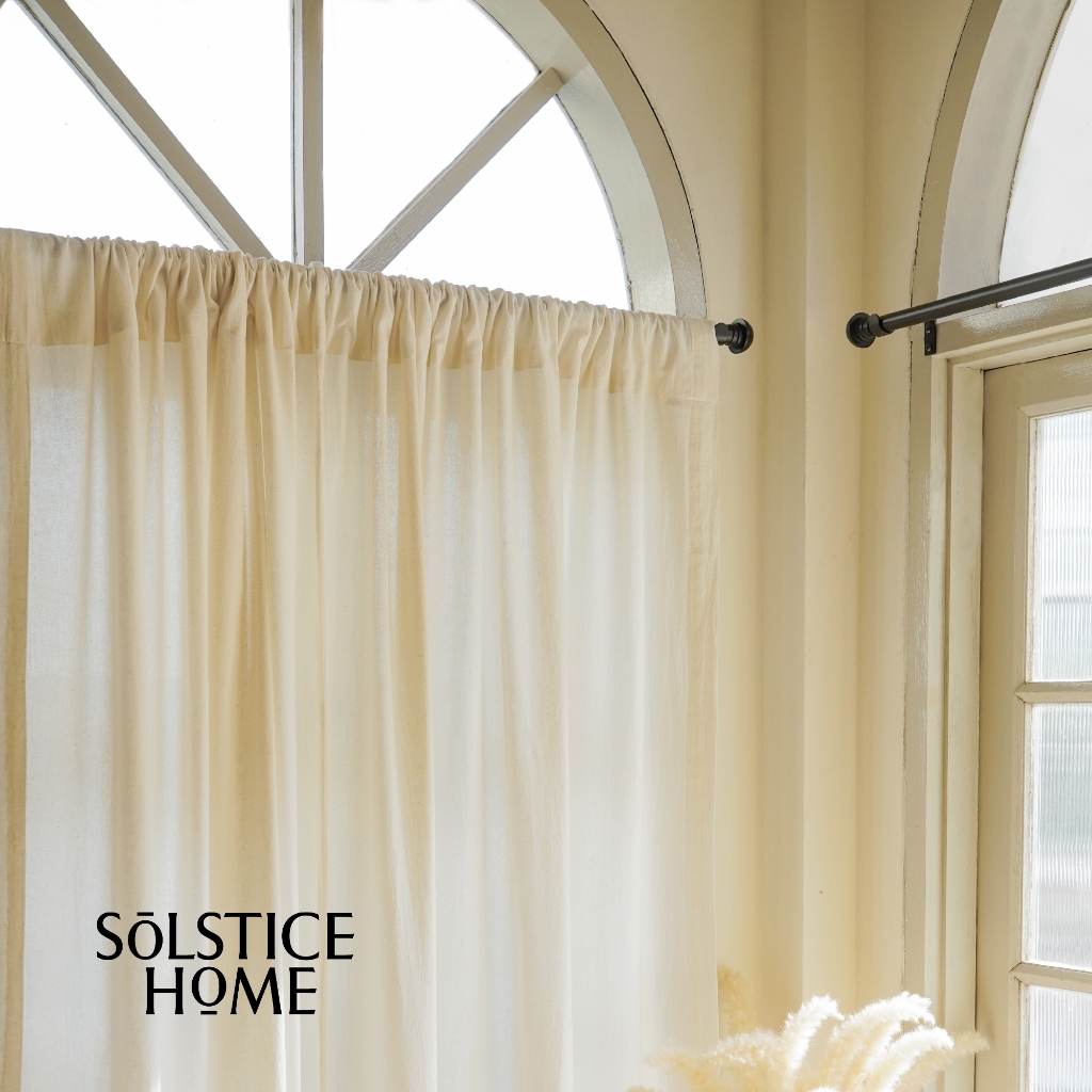 แนะนำ ผ้าม่าน (มี 40 สี) ผ้าม่านหน้าต่าง / ผ้าม่านประตู แบบสอดราว Solstice Home ผ้าฝ้าย มินิมอล พร้อมสายรวบ  สั่งตัดตามขนาด ม่านสอดลวด ราคาพิเศษ มีเก็บเงินปลายทาง
